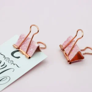 Glitter Long Tail Metal Binder Clips for Office, Journaling & Stationery | Set of 12
