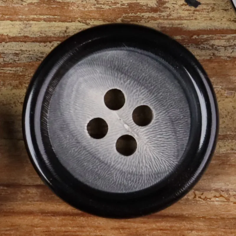 Black Natural Handmade Horn Buttons 4-Hole for Coat & Jacket | Pack of 20 1