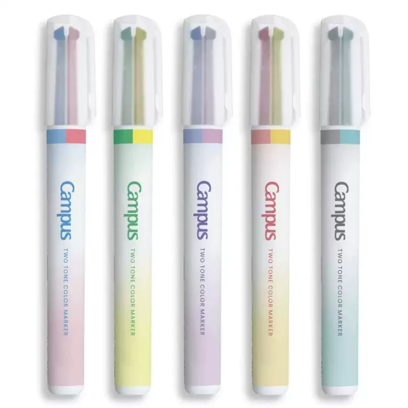 KOKUYO Campus 2026 Spring Limited Edition 2-Color Marker | Macaron Pastel | 5-Color Set