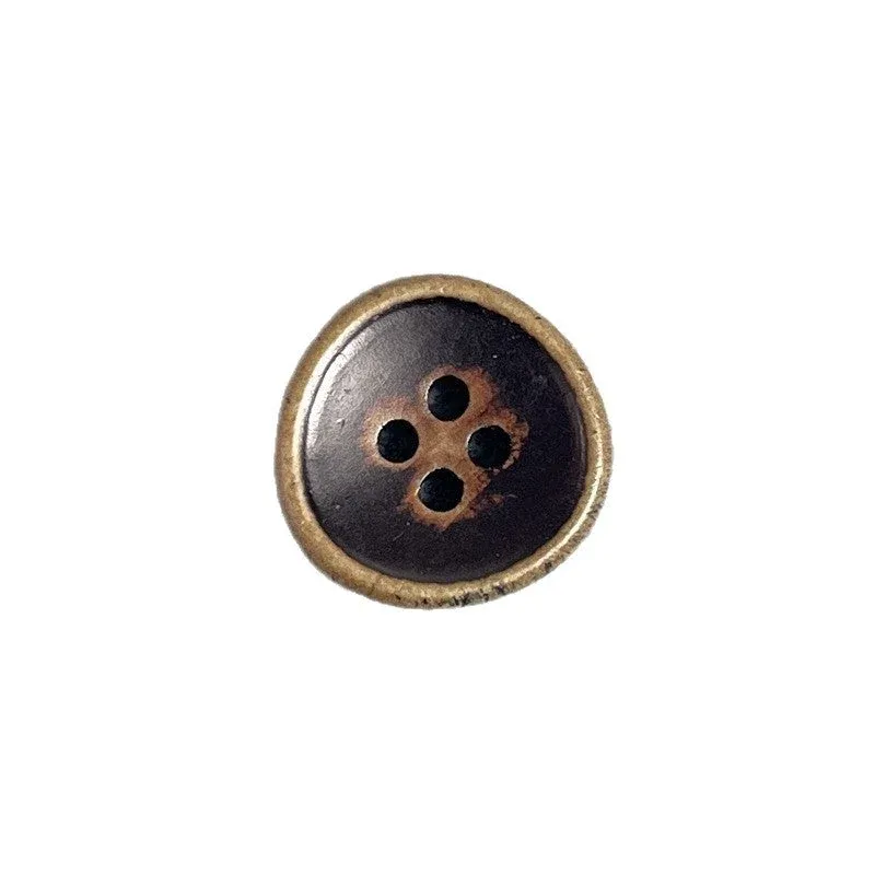 Brown Natural Wood Vintage 4-Hole Buttons – Set of 40