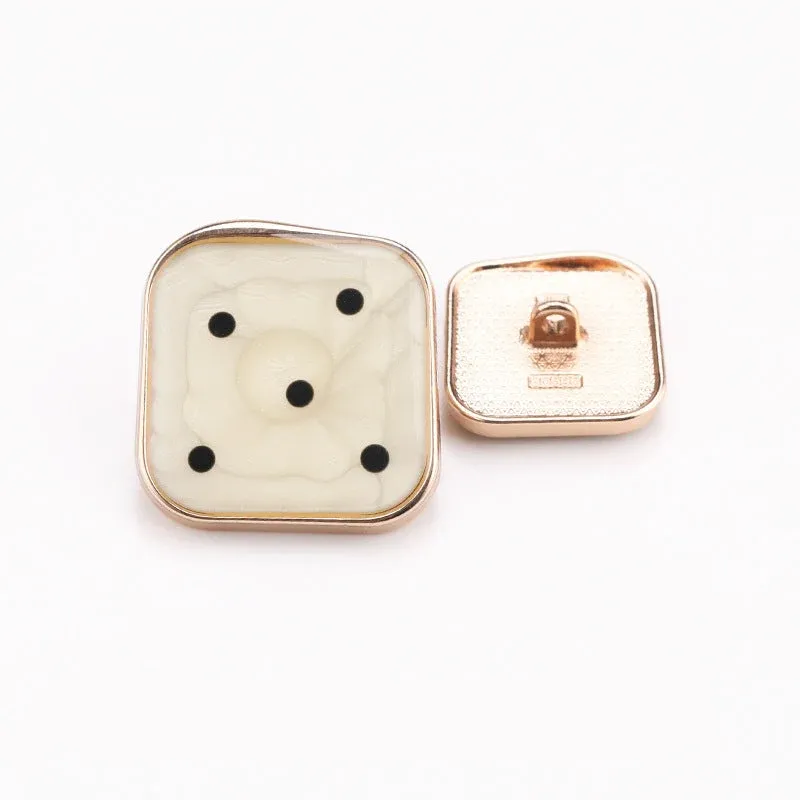Square Marble Resin Metal Shank Buttons – 20Pcs,Gold Frame 21/29mm Gold