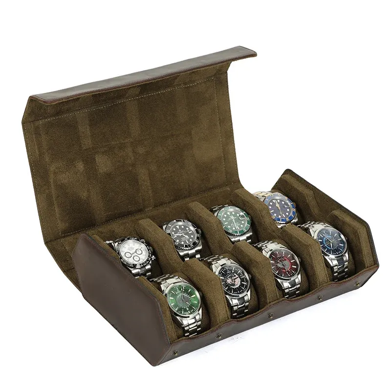 8-Slot Vintage Watch Box – Handcrafted Leather Watch Display & Storage Case