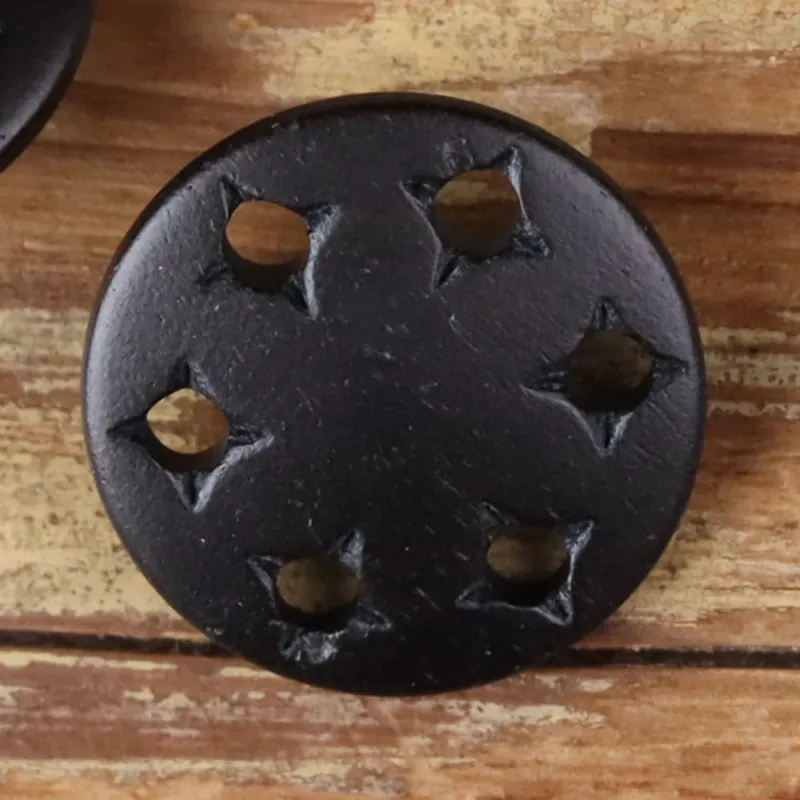 21mm Star Cutout Natural Horn Shank Buttons | Pack of 10 Black