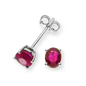 Ohrringe Weissgold 750 mit 2 Rubinen 0.96ct