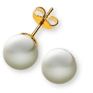 Perlohrringe Gelbgold 750 mit weisser Rundperle ca. 8.5-9.0mm