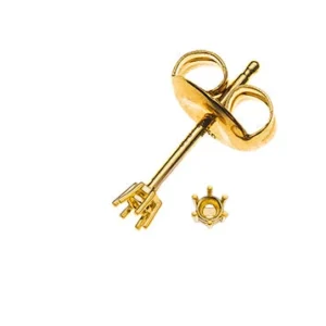 Ohrstecker Solitär 6-Griff-Fassung Rohling Gelbgold 750