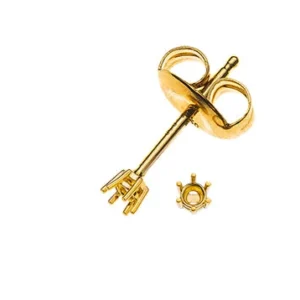 Ohrstecker Solitär 6-Griff-Fassung Rohling Gelbgold 750