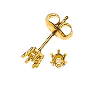 Ohrstecker Solitär 6-Griff-Fassung Rohling Gelbgold 750