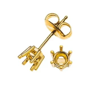 Ohrstecker Solitär Rohling 6-Griff-Fassung Gelbgold 750