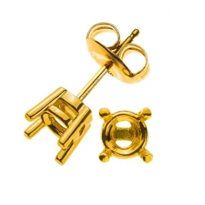 Ohrstecker Solitär Rohling 4-Griff-Fassung Gelbgold 750