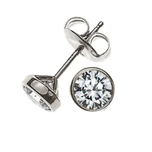 Solitär Ohrstecker Zargenfassung Weissgold 750 1.00ct.