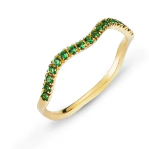 Ring Gelbgold 750 geschwungen Wave mit Granat