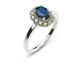 Ring Weissgold 750 mit Saphir und Brillanten