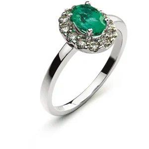 Ring Weissgold 750 mit Smaragd und Brillanten