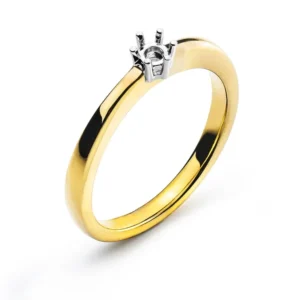 Solitär Ring 6-Griff Fassung Rohling Bicolor 750 für 0.10ct.