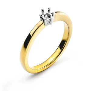Solitär Ring 6-Griff Fassung Rohling Bicolor 750 für 0.20ct.