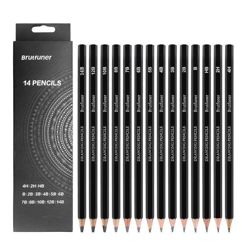 BRUTFUNER 14 Pieces Professional Drawing Sketching Pencils Set