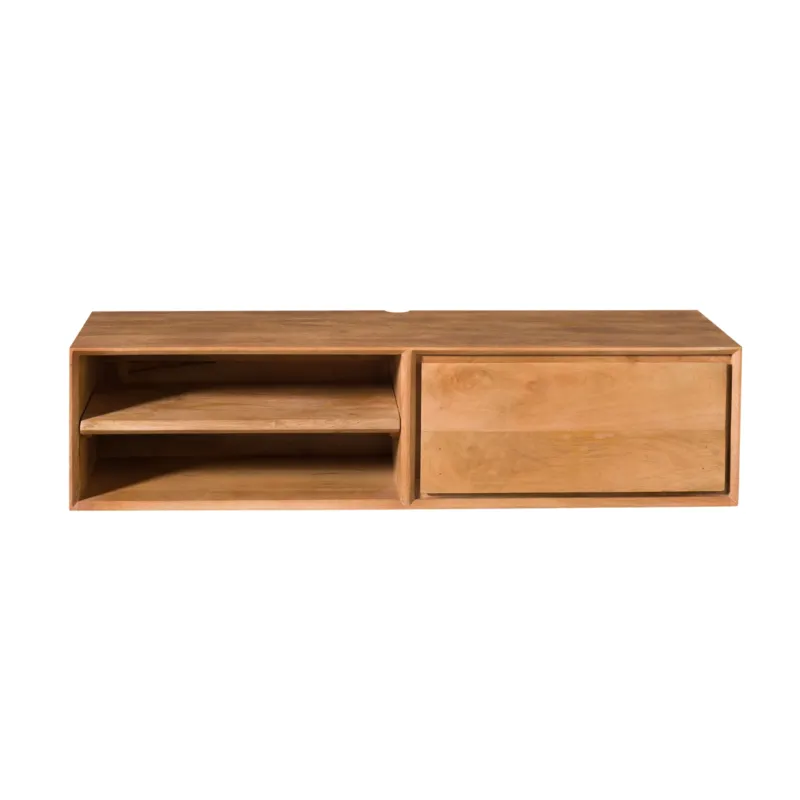 TV-Möbel - Mangoholz Natur, Grifflose Lade, Schwebendes Design, 120 cm – Ambiance | Starfurn