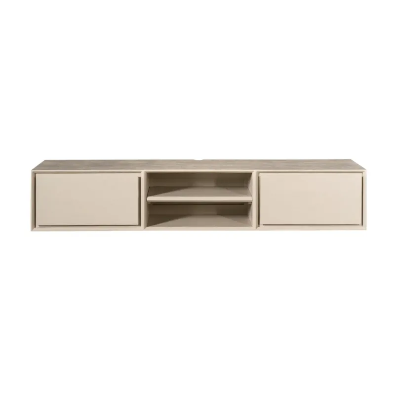 TV-Möbel - Mangoholz Sand, Grifflose Schubladen, Schwebendes Design, 160 cm – Ambiance | Starfurn