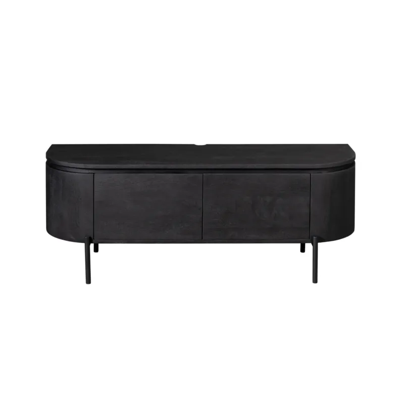 TV-Möbel - Mangoholz Schwarz, Schwebendes Design, Zwei Türen, 120 cm – Excellent | Starfurn