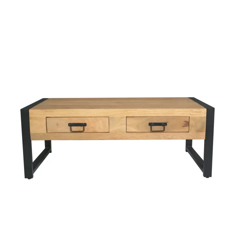 Couchtisch – Mangoholz, Schwarzmetall, Naturfinish – Britt | Starfurn