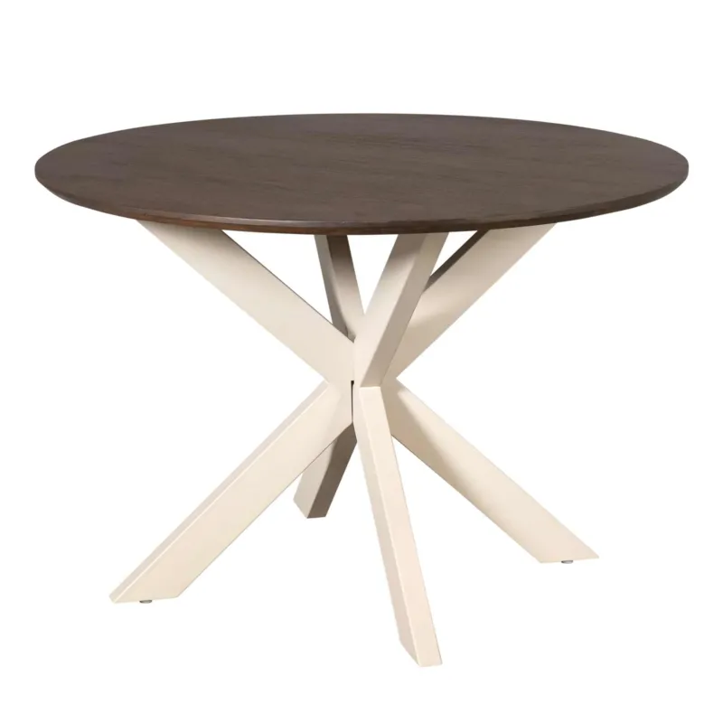Esszimmertisch – Rundes Design, Mangoholz Tischplatte, Metallgestell – Madison | Starfurn