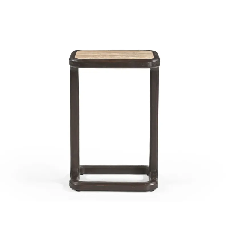 Beistelltisch – Modernes Design, Braunton, Mangoholz und Travertin – Arvid | Starfurn
