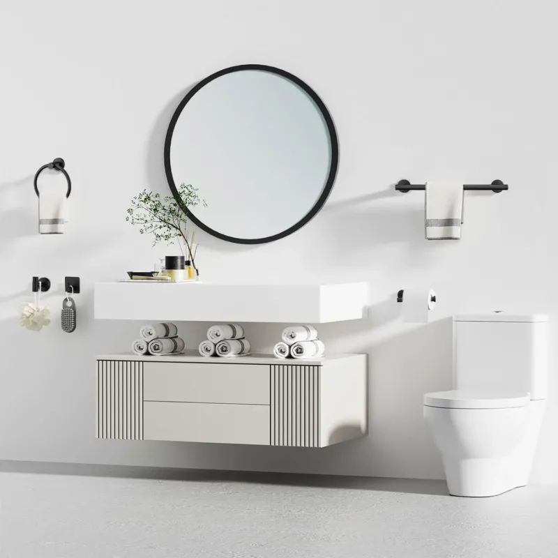 Scene matching diagram of 14-Piece Wall-Mounted Matte Black Bathroom Hardware Set