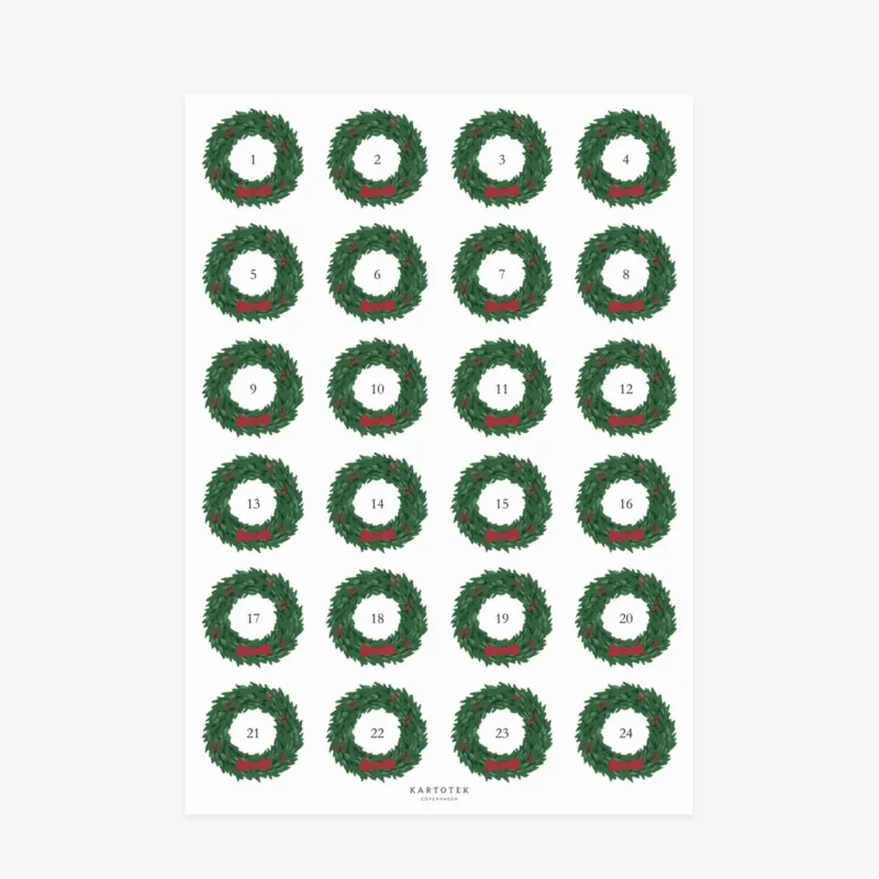 STICKERS // ADVENT CHRISTMAS WREATH 1-24