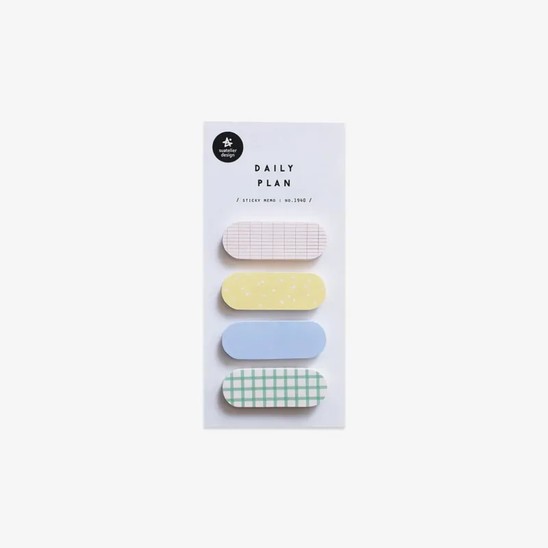 Set of colorful daily plan sticky notes on a white background