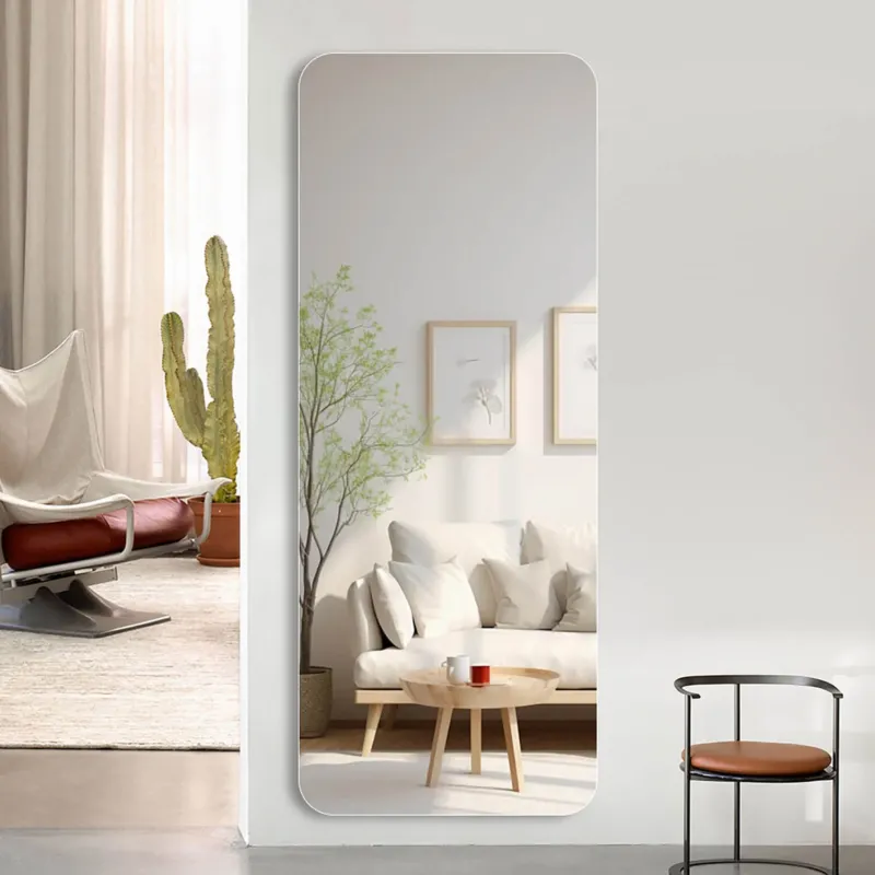 Wall mounted frameless full length mirror for Nordic style living room