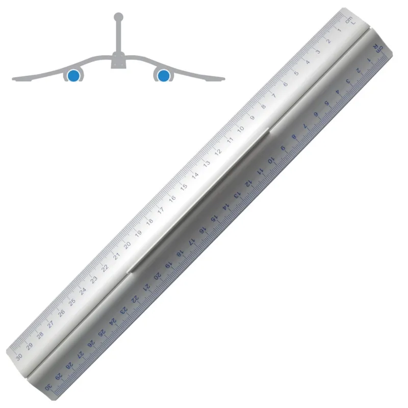 Wedo-Aluminium-Lineal-30-cm-Linkshaender-Rechtshaender-mit-Griffleiste-ruschfest-Rutschsicherung-Alu-lafueliki