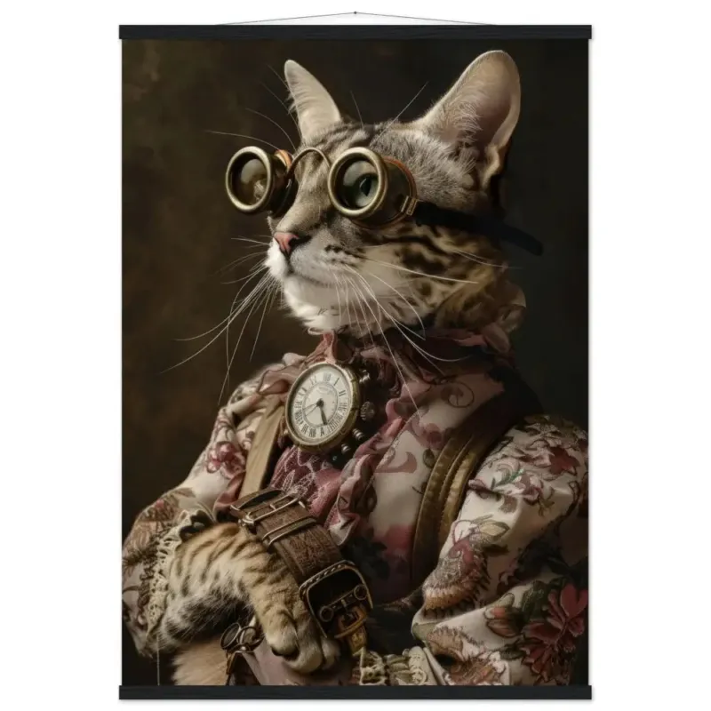 Schulposter – Savannah Katze, Steampunk-Outfit, Retro-Brille | St Tropez Art