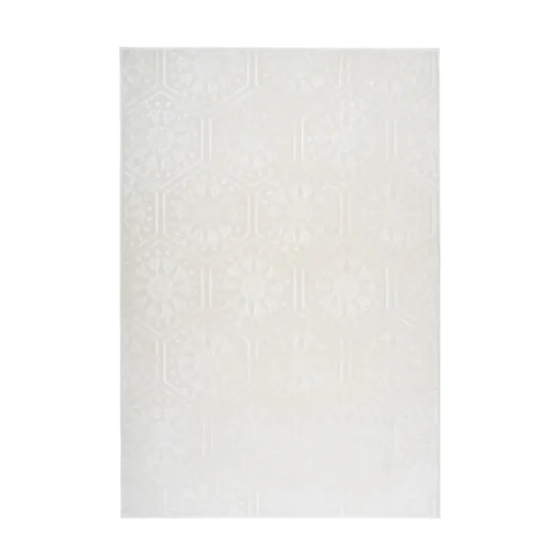 Teppich – Hexagon Muster, Geprägte Oberfläche, Weiße Farbgebung, 80 x 300 cm - Monroe 225 | Kayoom