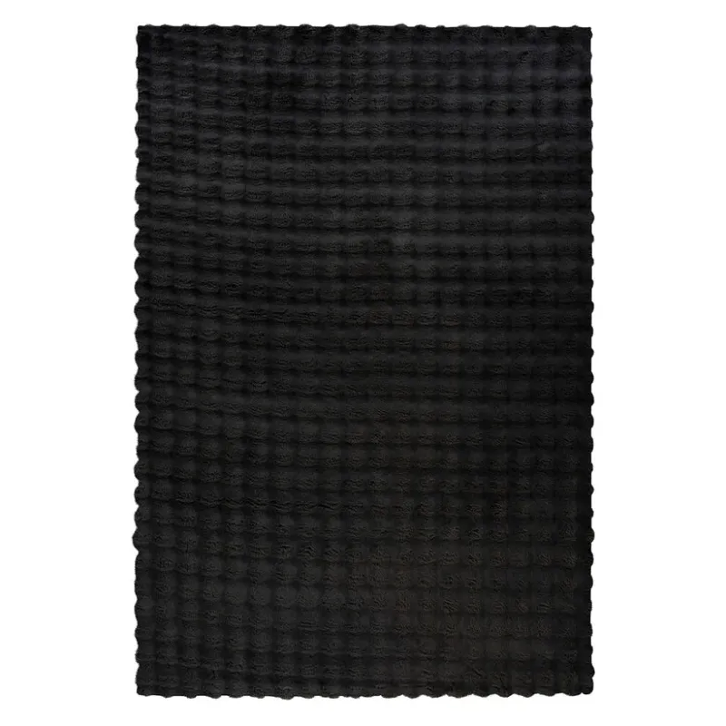 Teppich – Cloud-Soft Hochflor Komfort, 3D Tiefen Design, Schwarze Farbe, 120 x 160 cm - Hailey 125 | Kayoom