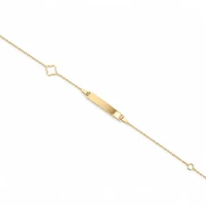 Baby Kinder Gelbgold ID-Armband mit Stern & Gratis Gravur