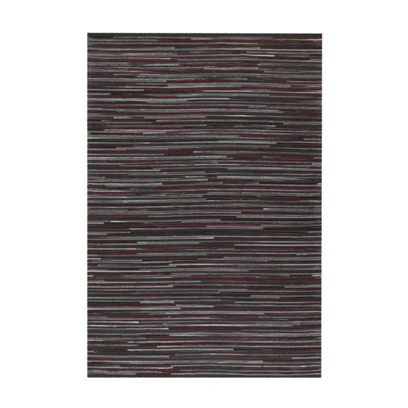Teppich – Filigrane Patchworkoptik, Natürlicher Materialmix, Anthrazitfarbene Eleganz, Flachflor - Wild 8023 | Kayoom