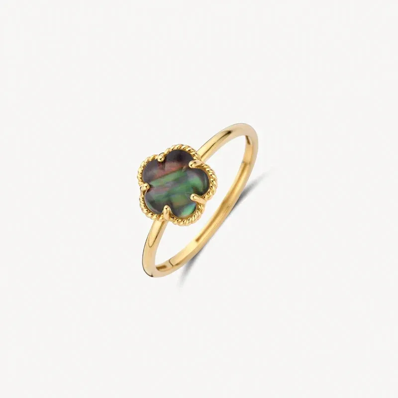 Blush Ring aus 14 Karat Gold mit schwarzem Perlmutt Grösse 54 - 1280YBQ/54
