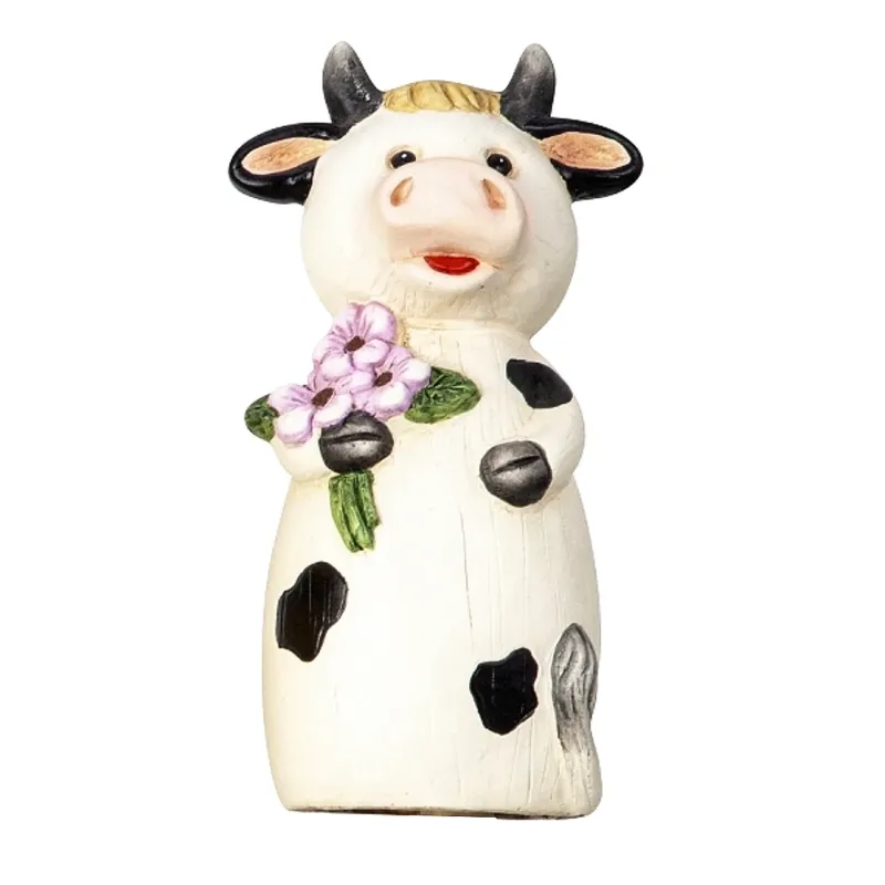 Zaunhocker Kuh Schwarz Weiß Keramik 23 cm Zaundeko Gartendeko Gartenfigur Pfostenhocker Tierfigur