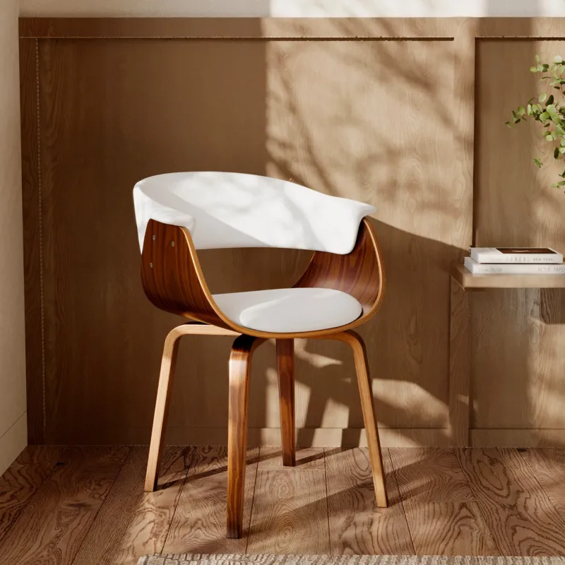 chaise blanche piada bois pu blanc