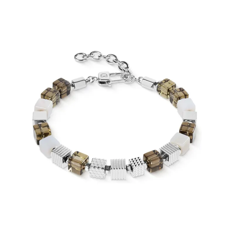 Coeur de Lion Onyx Lederarmband Braun Silber