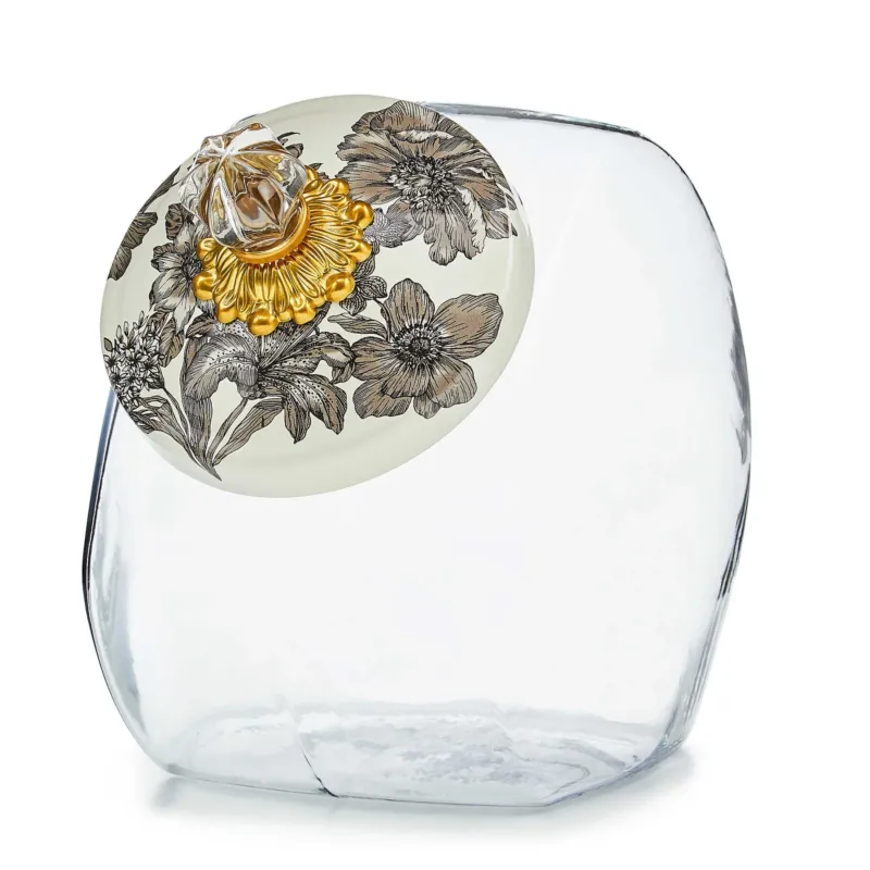 Cookie Jar with Sterling English Garden Lid by MacKenzie - Childs - |VESIMI Design| Luxury Bathrooms and Home Decor