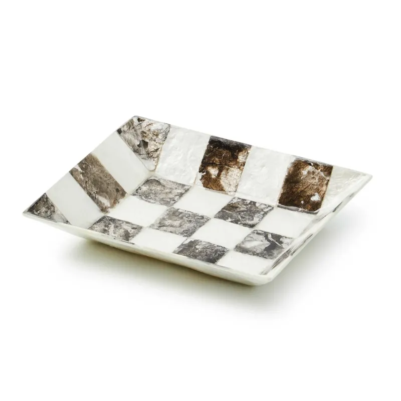 Courtly Check Capiz Soap Dish by MacKenzie - Childs - |VESIMI Design| Luxury Bathrooms and Home Decor