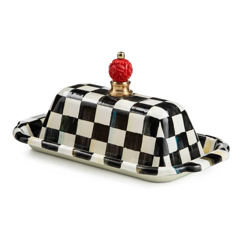 Courtly Check Enamel Butter Box by Mackenzie-Childs - |VESIMI Design| Luxury and Rustic bathrooms online