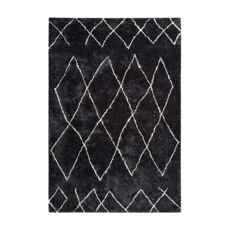 Teppich – Hochflor Design, Rautenmuster, Anthrazit Farbton, 200 x 290 cm - Orlando 425 | Kayoom