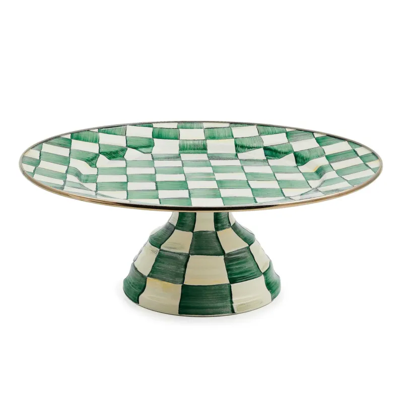 Emerald Check Large Pedestal Platter by Mackenzie - Childs - |VESIMI Design| Luxury Bathrooms and Home Decor