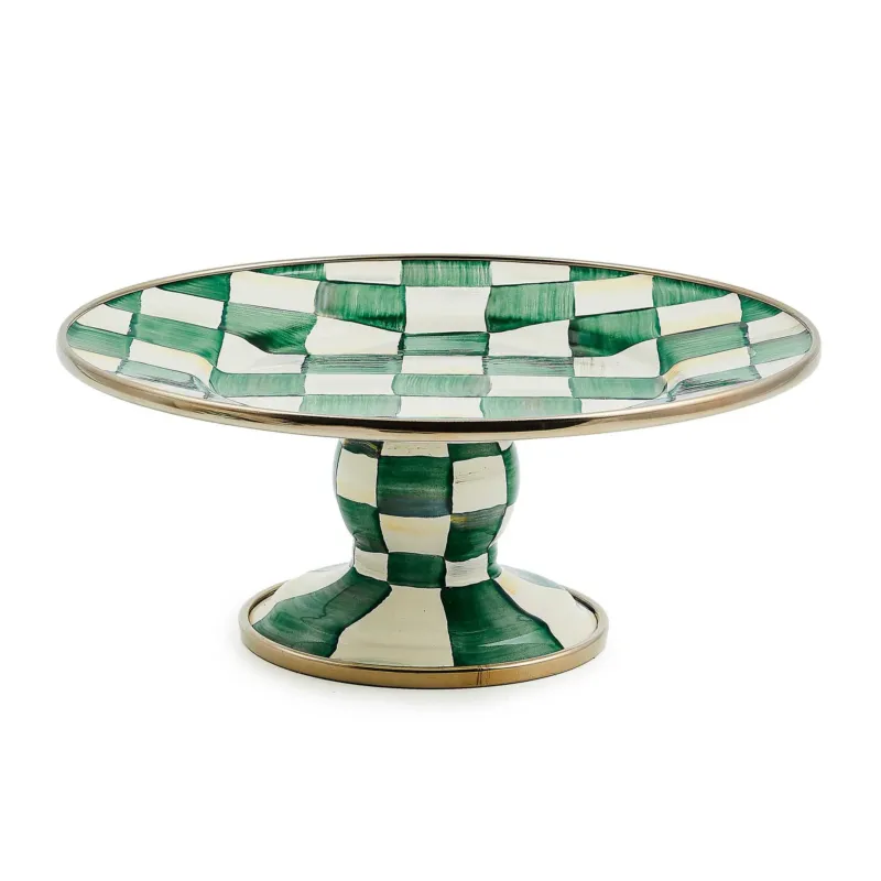 Emerald Check Mini Pedestal Platter - |VESIMI Design| Luxury Bathrooms and Home Decor