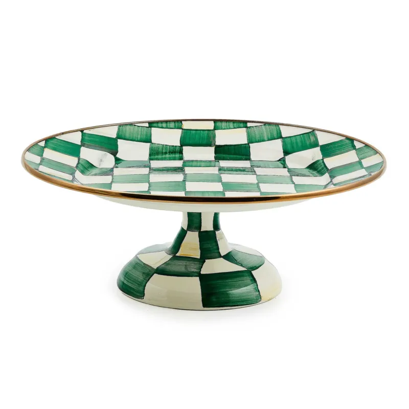Emerald Check Small Pedestal Platter - |VESIMI Design| Luxury Bathrooms and Home Decor