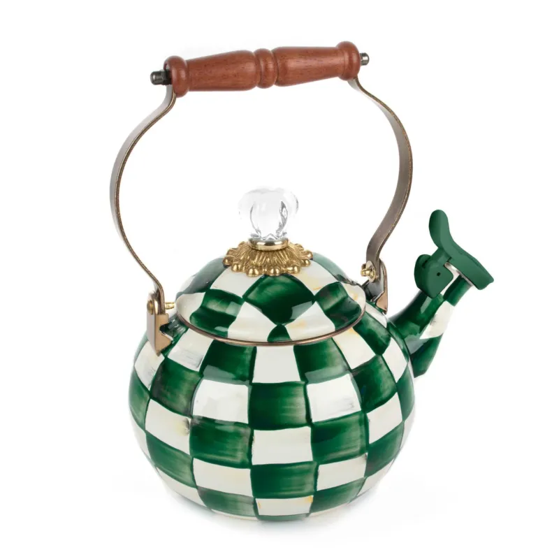 Emerald Check Whistling Tea Kettle - |VESIMI Design| Luxury Bathrooms and Home Decor