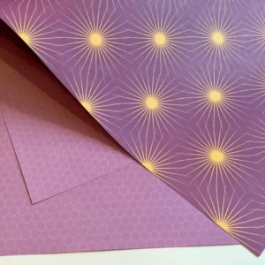 Geschenkpapier Sonnenstern lila-gelb doppelseitig RC